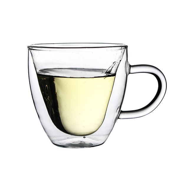 Drinking Glass Tea Cups Double Wall Layer Tea Cup Heat-resisting Creative Heart-shaped Double Glass Juice Mug Milk Coffee Cup AAD2761
