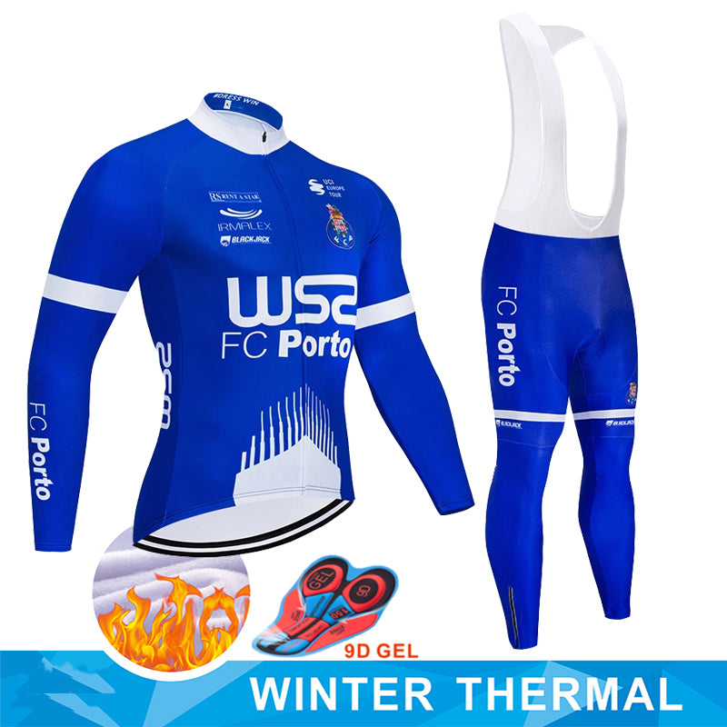 Winter Cycling Jersey Set 2020 Pro Team WS2 FC Porto Thermal Fleece Cycling Clothing Men-Women Warm MTB bike Clothing bib pants kit