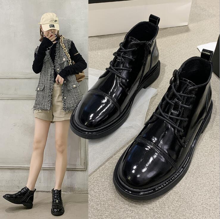 2021 autumn and winter new mirrored sheepskin short boots classic fashion leather boots