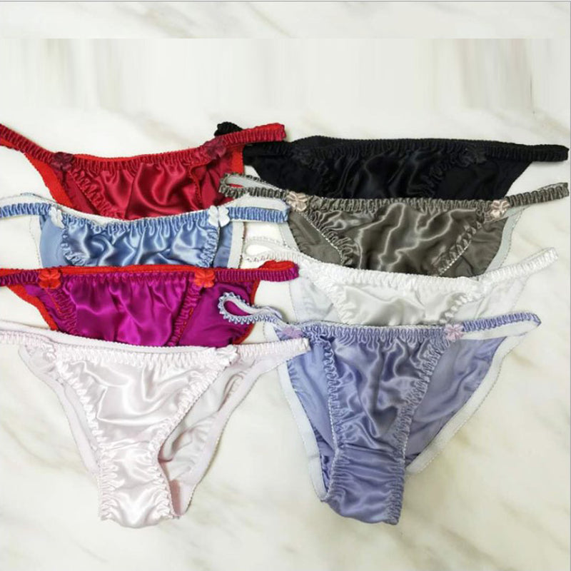 Pure Silk Panties Briefs Women 100% Mulberry Silk Briefs Mid-Waist Little Flower Lingerie M-L-XL-XXL