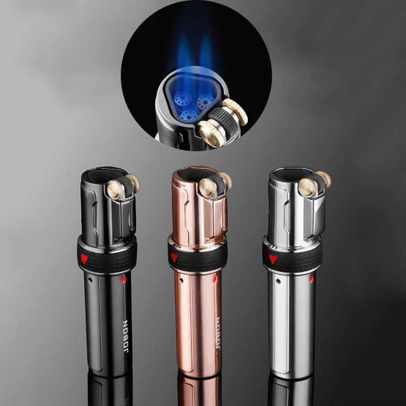 JOBON Triple Torch Lighter Windproof Gas Flint Lighter Refill Jet Powerful Flame Metal Spray Gun Kitchen Pipe Cigar Lighter Gift Gadgets R250416