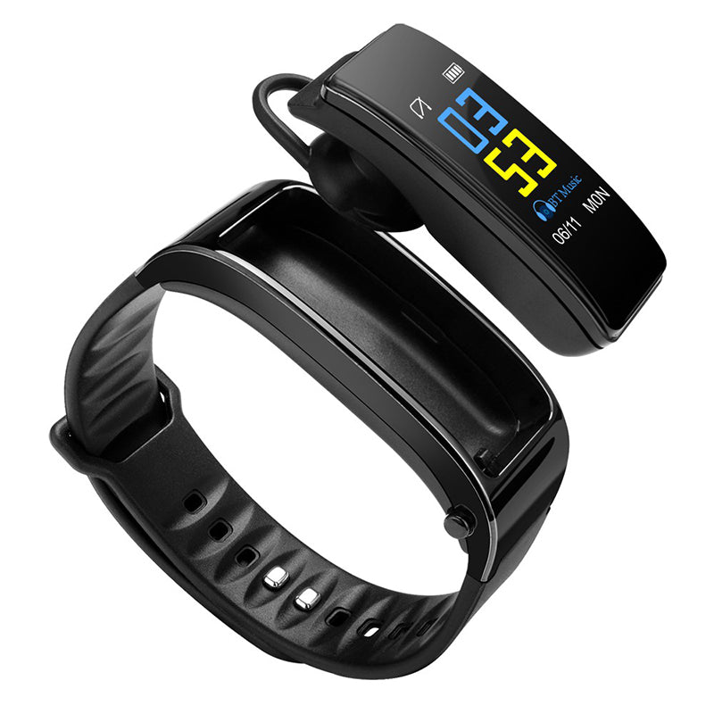 Bluetooth Hook Earphone 2 in 1 Smart Watch Smart Bracelet Wristband Heart Rate Sedentary Reminder Fitness Tracker Brand New