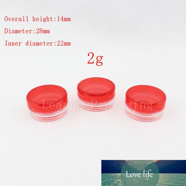 2g Red Empty Cosmetic Containers with Screw Cap, Sample Lip Balm Containers Jar Solid Perfume Container 2g Plastic Cream Jars