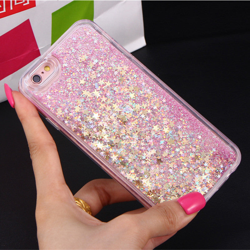 Quicksand Liquid Diamond Hard Plastic PC Cases For Iphone 13 12 11 Pro XR X XS Max 8 7 6S Plus Bling Glitter Gold Foil Star Phone Skin Cover DHL