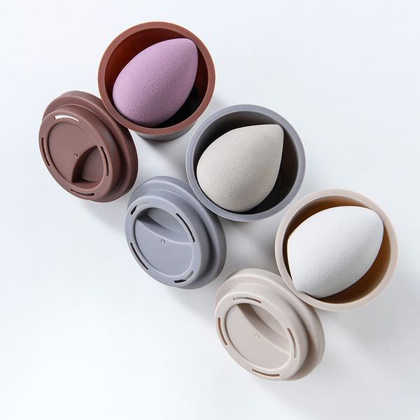 Makeup Holder Large Mold-Proof Portable Clean Mini Coffee Cup Storage Box for Cosmetics Sponge Case
