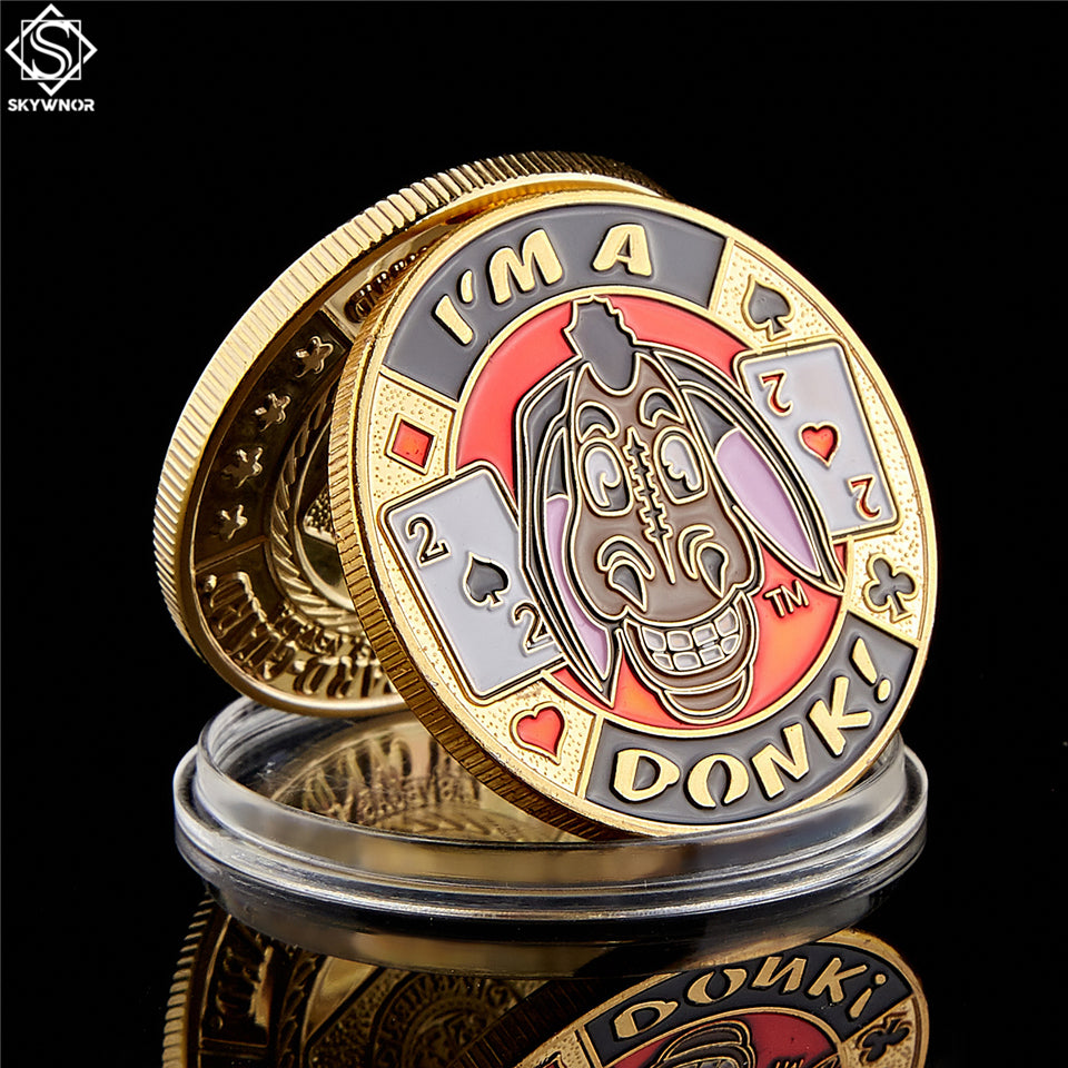 Arts and Crafts Poker Chip Entertaining &quot;I&#039;m A Donk&quot; Casino Guard Token Gold Plated Collectible Coins
