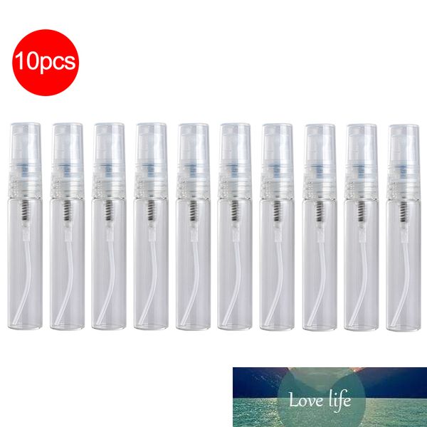 10PCs 5ml Clear Glass Empty Atomizer Perfume Bottle Sprayer Refillable Empty Container Travel Pot with Plastic Cap Makeup Tool
