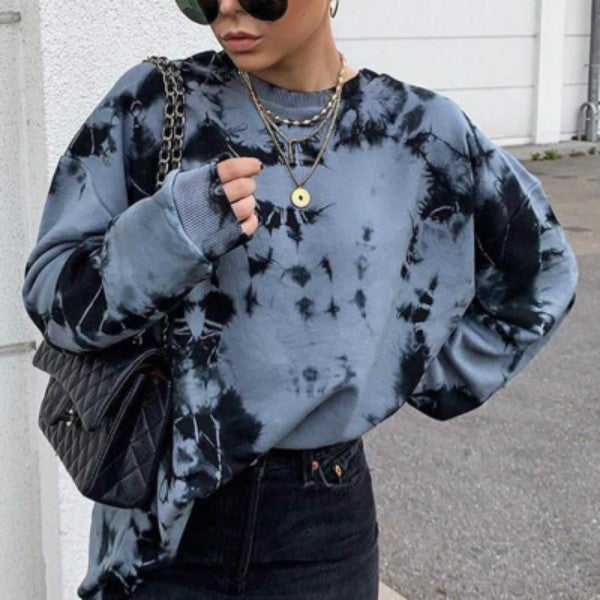 2020FW Womens Tie Dye Sweatshirts Fashion Girls Street Style Sweatshirt with Round Neck Womens Casual Loose Pullover Youth for wholesale