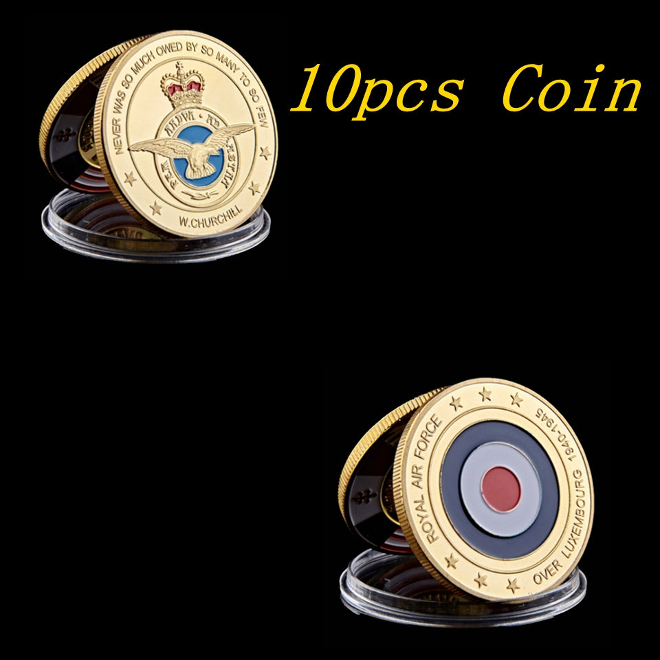 10pcs 24k Gold Plated ARMY Coin Craft Luxembourg Royal Air Force Soldier Retired Challenge Military Commemorative Badge