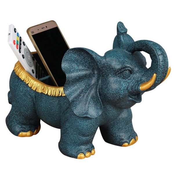 Elephant Figurines Resin Modern Crafts Animals Miniature Cute Ornaments For Home Office Decoration Storage Bowl Collectible GY21 T200710