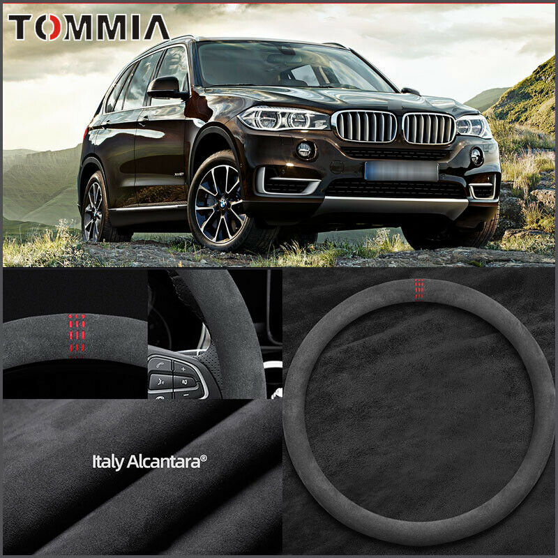 O Type 15&quot; Non-slip Black Alcantara Suede Car Steering Wheel Cover For BMW X5