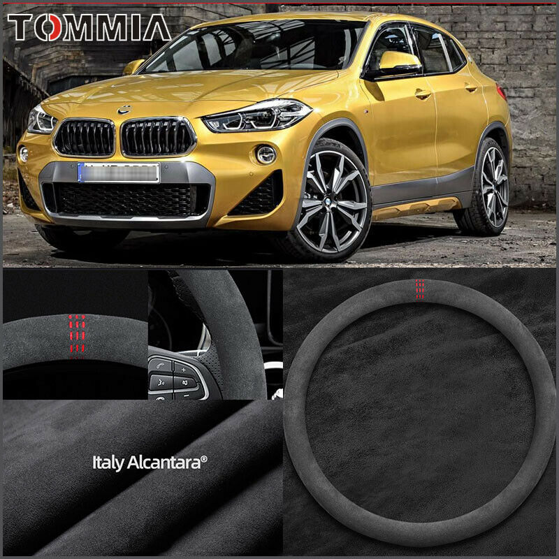 O Type 15&quot; Non-slip Black Alcantara Suede Car Steering Wheel Cover For BMW X2