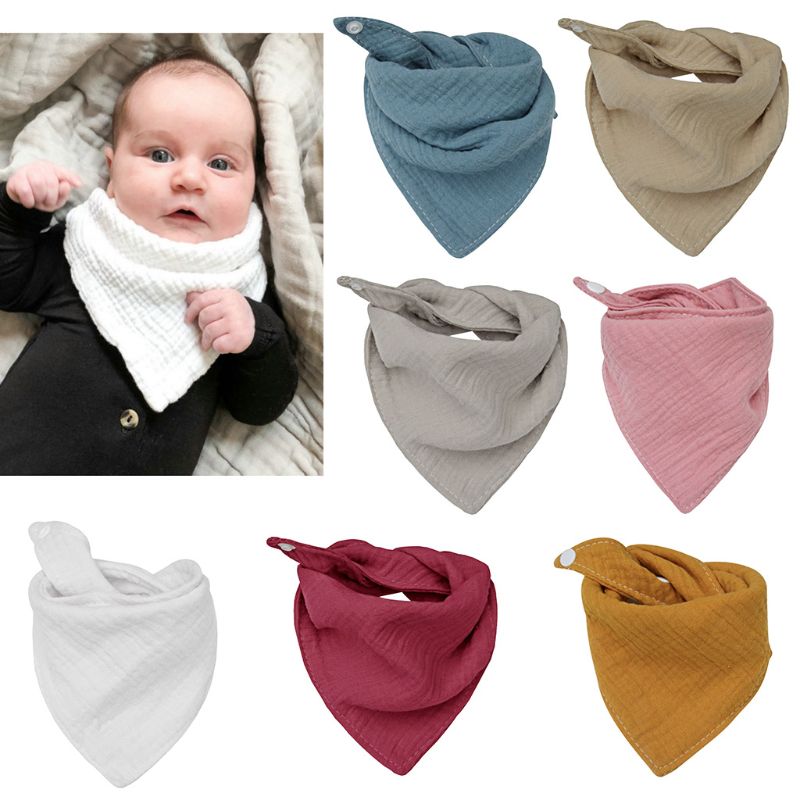 Baby Infant Cotton Bib Newborn Solid Color Triangle Scarf Feeding Saliva Towel Bandana Burp Cloth Boy Girl Shower Gifts RN8074