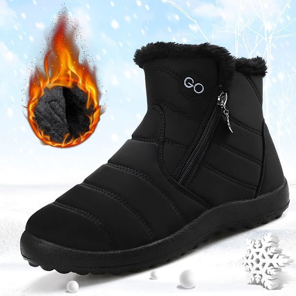 warm Plush Ladies woman winter waterproof ankle boots Women shoes side zipper plus size Y200115