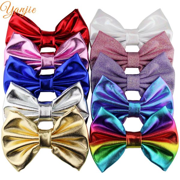 10pcs-lot 5&#039;&#039; Big Messy Metallic Glitter Bow Hair Clips For Children And Kids Hair bows Little Girls Headbands Hair Accessories LJ