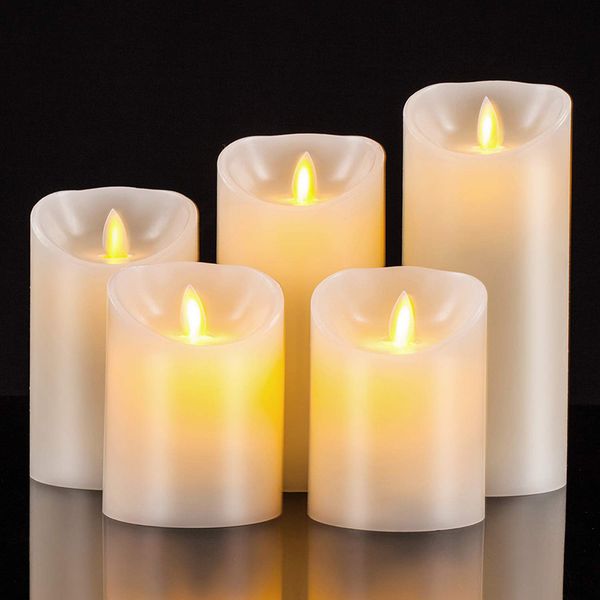 Flameless Wedding Decorative Candles Battery Operated Pillar Real Wax Wick Electric LED Candle Gift Sets with Remote Control LJ201204