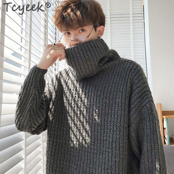 Winter Hombre Warm Turtleneck Sweater Men Fashion Knitted Mens Sweaters Casual Slim Pullover Male Double Collar Tops 665LC 201116