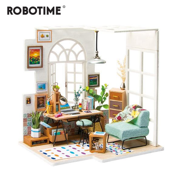 Robotime DIY Soho Time with Furnitures Children Adult Miniature Wooden Doll House Model Building Kits Dollhouse Toy Gift LJ200916