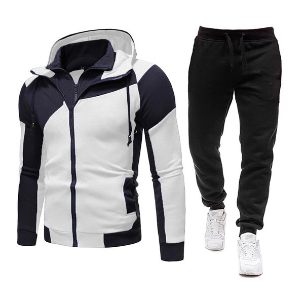 Men Sets Hooded Hoodies+Pants Outfit Male Tracksuit Suits Sportswear Zipper Coats Autumn Winter Men Clothing Ropa Hombre 201110