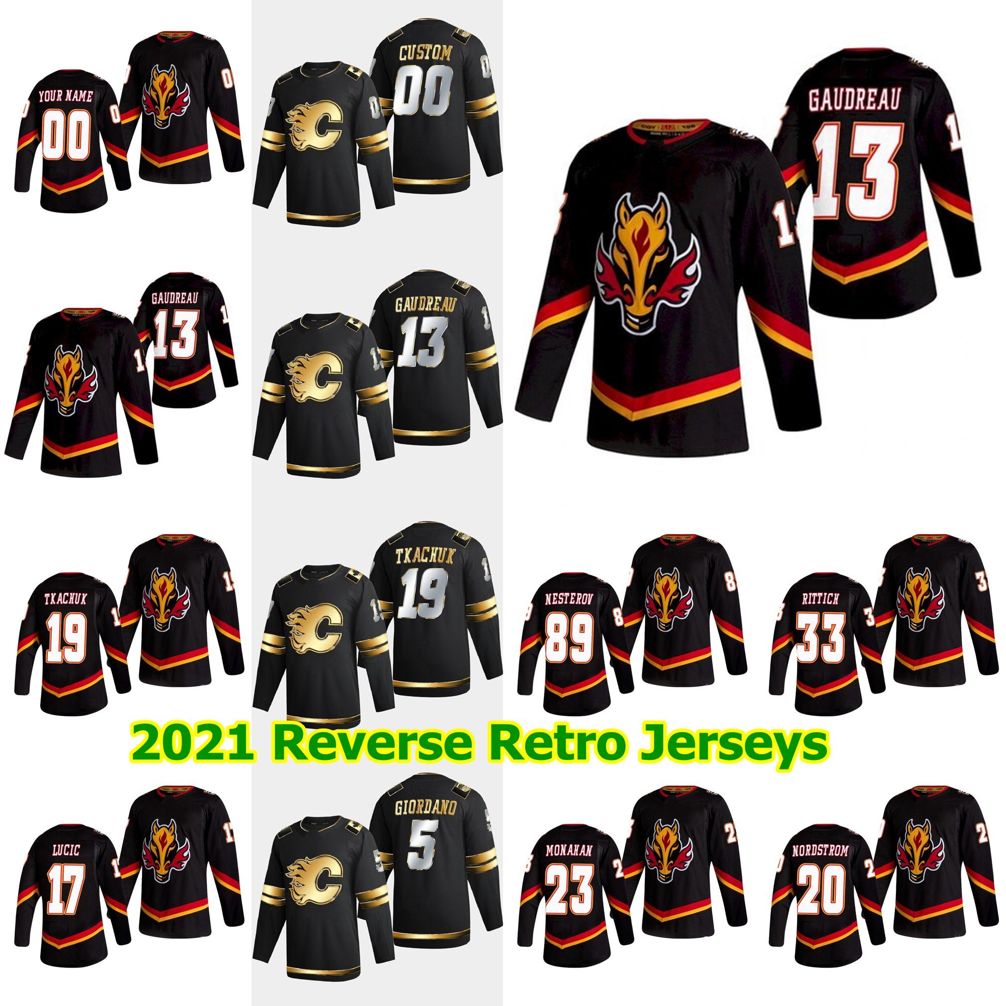 Calgary Flames 2021 Reverse Retro Hockey Jerseys Alexander Yelesin Jersey Louis Domingue Jacob Markstrom Artyom Zagidulin Custom Stitched