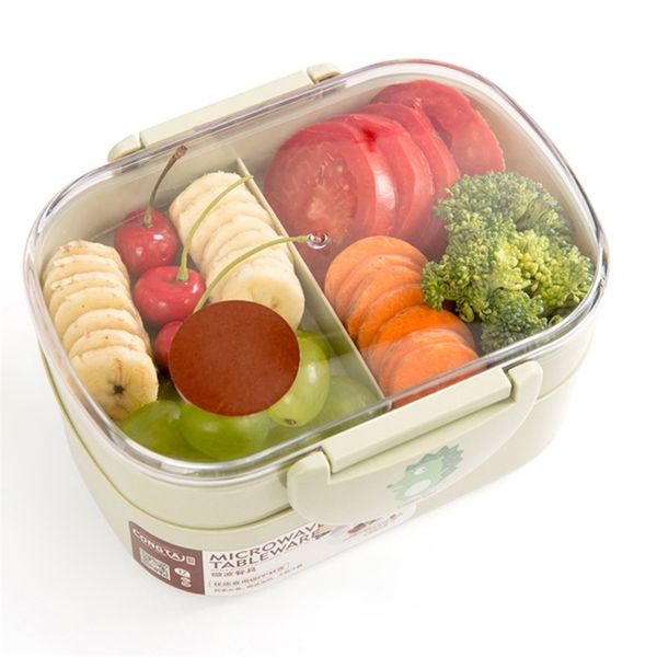 MeyJig Lunch Box Microwave Portable Double Layer Food Container Fruit Storage For Picnic School Office Workers 201209