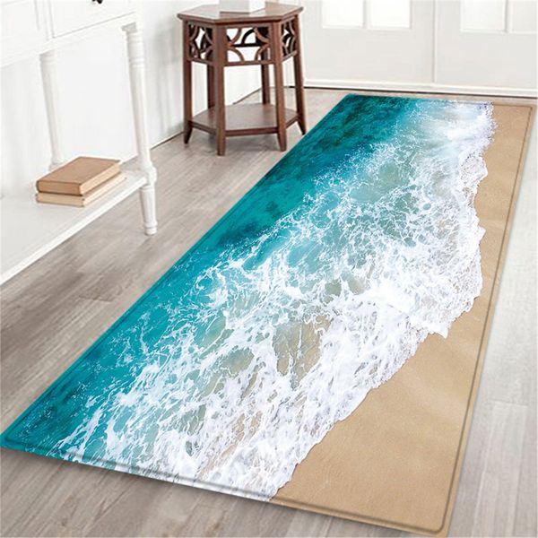 Bath Mat 60X180 CM Seascape Print Carpet Hallway Doormat Anti-Slip Carpet Absorb Water Kitchen Mat tapis salle de bain Bath Mats Y200407