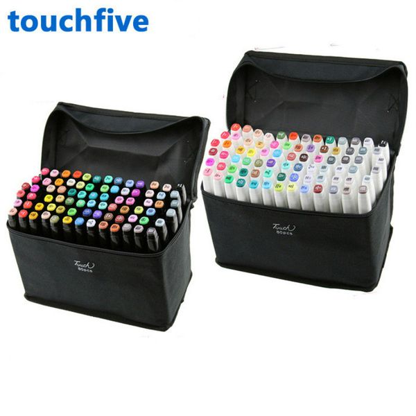 TouchFive Marker Colors Choose Brush Pen Alcoholic Oily Based ink Art Marker For Manga Dual Headed Sketch Markers 201128