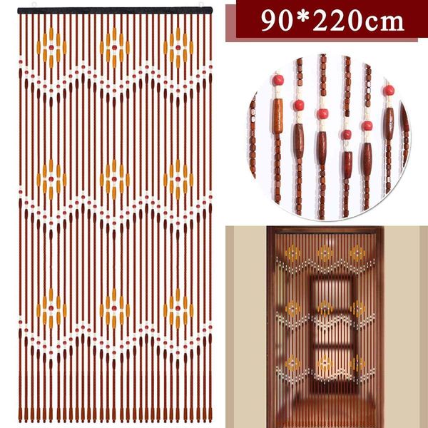 Handmade Wooden Blinds 90x220cm 31 Line Wooden Bead Curtains Fly Screen Gate Divider Sheer Curtains Hallway Living Door Y200421