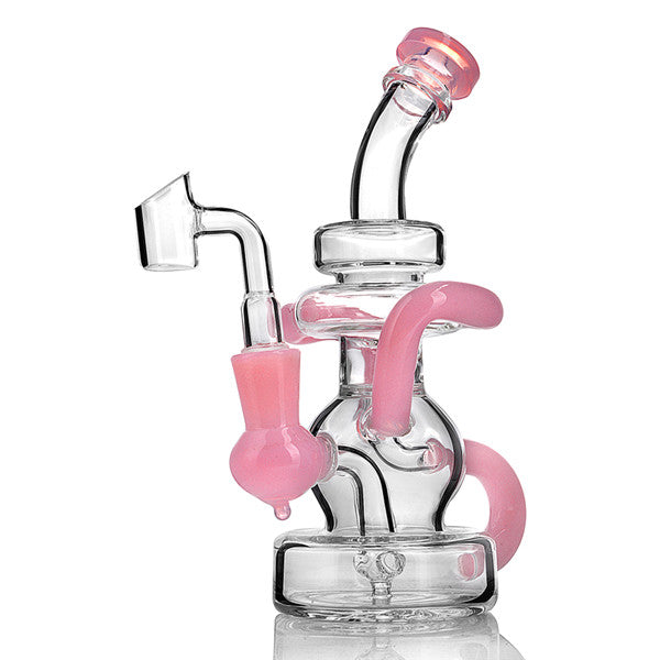 hookahs 14.4 mm Banger Purple Pink Green Fab Egg Recyler Glass Water Bongs Pink bong Oil Rigs Smoking Hookah Glass Bubbler