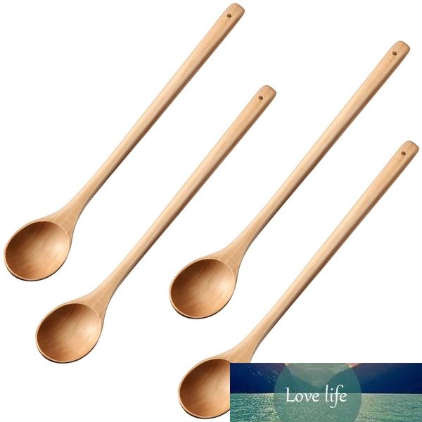 A Set of 4 Long Mixing Spoons for Cooking, Household for Children&#039;s Wooden