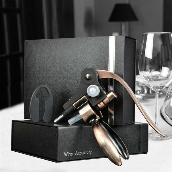 Quality Zinc Alloy Rabbit Red Wine Opener Tool Set Cork Bottle Opener Kit professional Corkscrew Pourer Set Bottle Openers Tools 201223