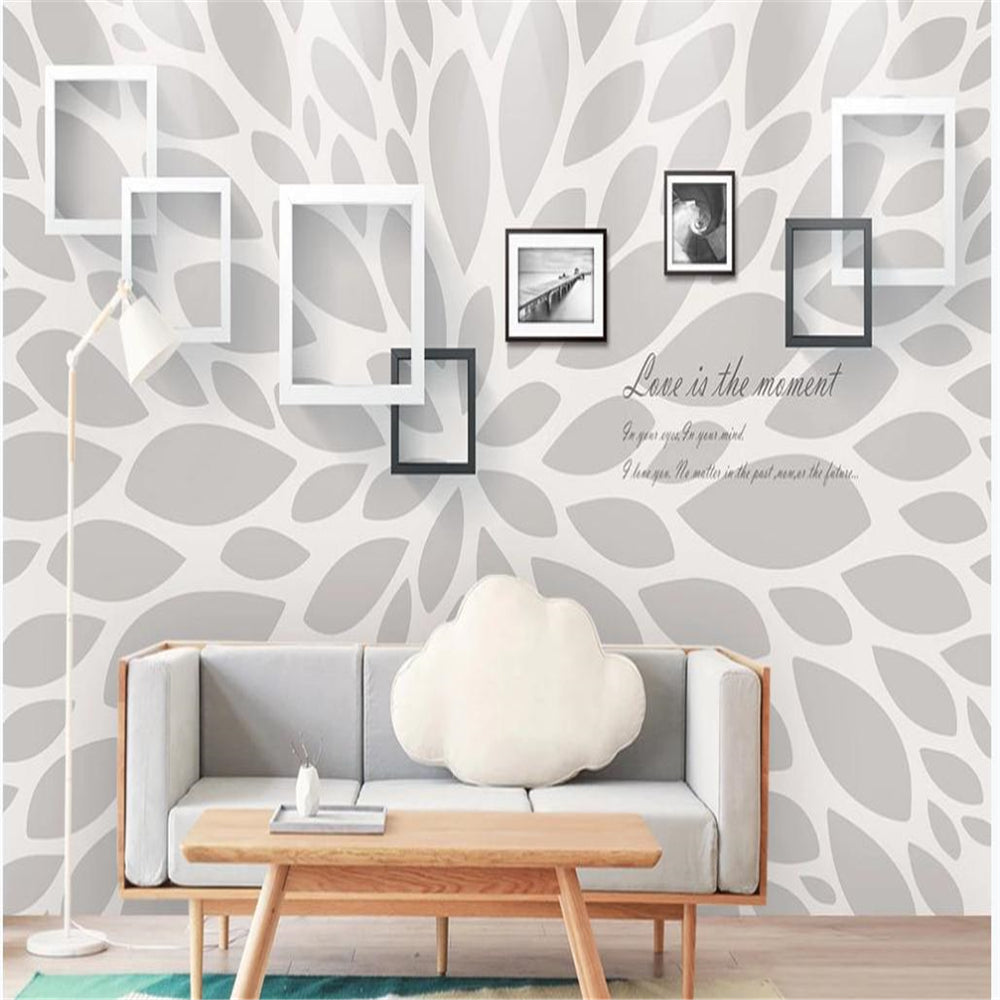 Modern beautiful petal frame photo frame art background wall painting 3d murals wallpaper for living room