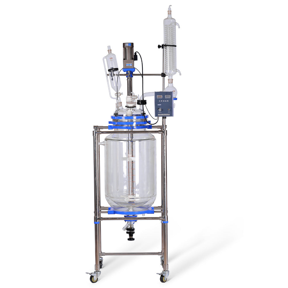 ZZKD Lab Supplies 100L Double Layer Glass Reactor Big volume Jacketed Glass rection Vessel Vacuum Distillation Equipment