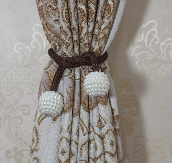 Colours Magnetic Sheer Curtains Strap Buckle Bind Curtain Holder Pearl Beads Tiebacks Tie Backs Clips Simple Home Decoration Wholesale bbyUB