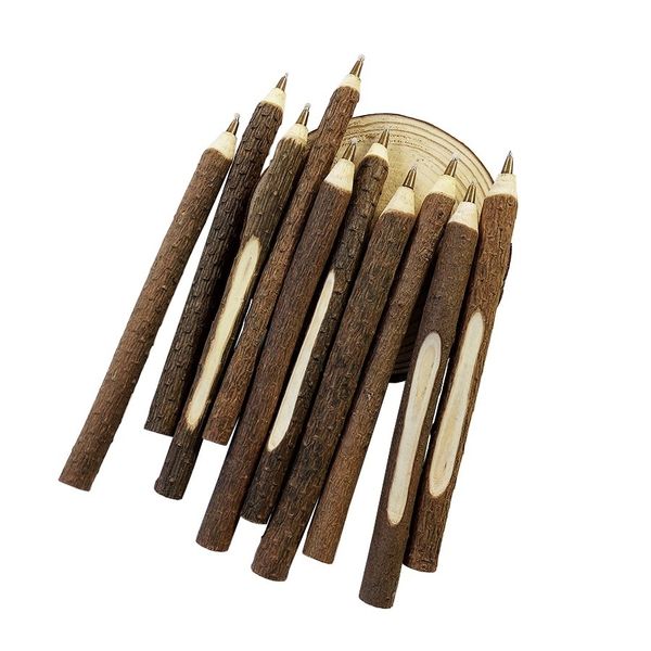 50Pcs Vintage Wooden Individualization Ballpoint Pen Environmental Twig Wood Ball School Office Supplies Wholesale 201202