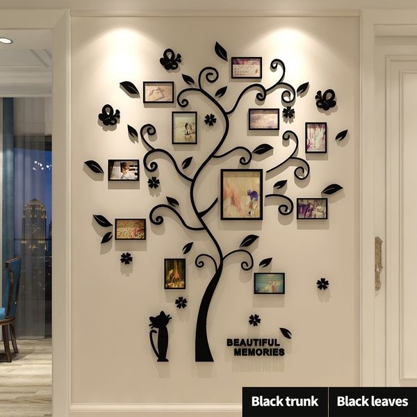3D wall stickers photo frame tree wall sticker living room bedroom cozy pictures tree stickers creative home decoration 201106