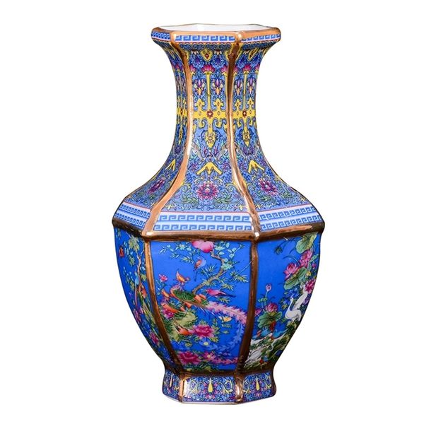 Antique Royal Chinese Porcelain Vase Decorative Flower Vase For Wedding Decoration Pot Jingdezhen Porcelain Vase Christmas Gift LJ201209