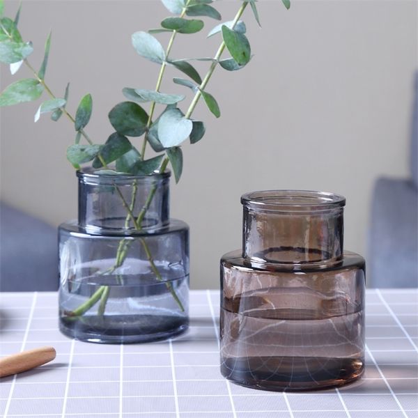 Creative glass vase Transparent Multi-Color glass terrarium Mini Small flower vase Crafts wedding table decorations home decor LJ201208