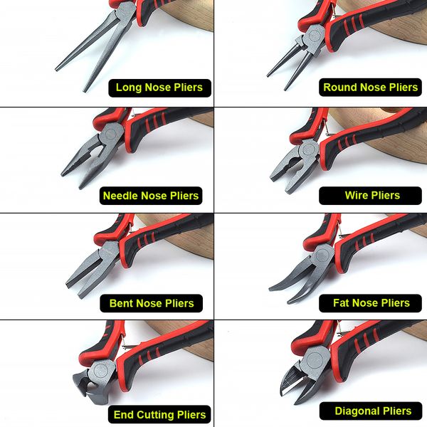 NEWACALOX 4.5&quot; Kit DIY Wire Stripper Cutter Diagonal Flat Nose Pliers Jewelry Making Hand Tool Y200321