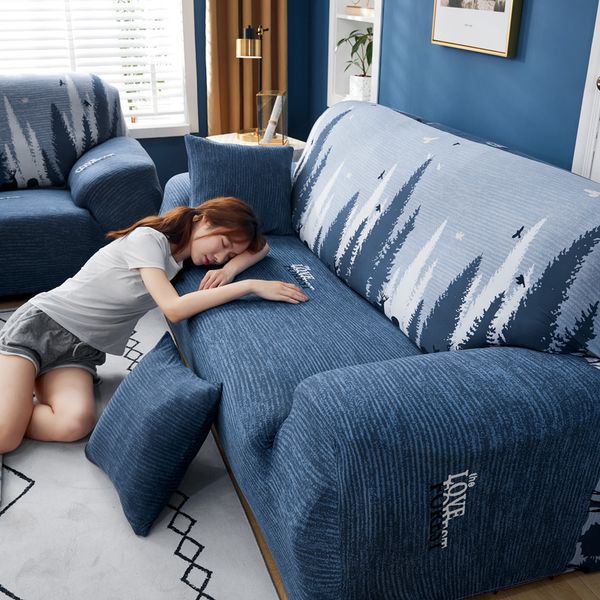 Armchair Sofa Covers Spandex Slipcovers Sectional Elastic Stretch Sofa Cover Set for Living Room L Shape Seat Cover for Couch LJ201216