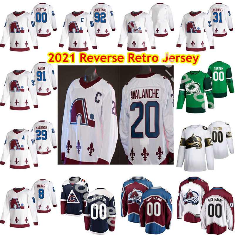 2021 Reverse Retro Colorado Avalanche Hockey Jersey 8 Cale Makar Nathan MacKinnon Nikita Zadorov Gabriel Landeskog Mikko Rantanen Men Custom