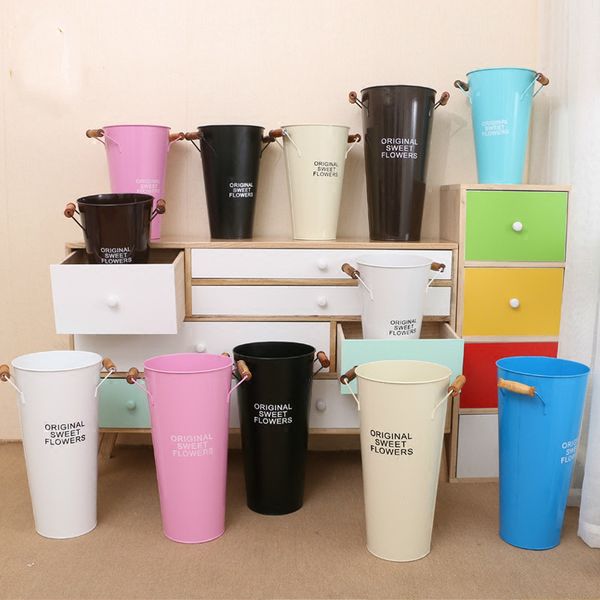 Vintage Flower Pot Succulent Planter Metal Plant Bucket Bonsai Pot Vertical Garden Pots Vertical Planter Balcony Decoration A $ Y200709