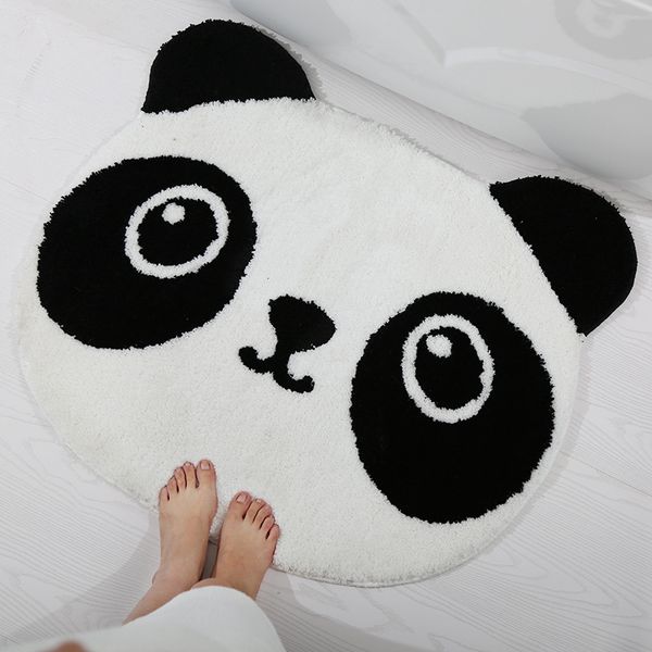 Panda Shape Microfiber Bath Mat Super Soft Absorbent Bathroom Door Mat Rug Bedroom Kitchen Non-slip Floor Mat Y200407