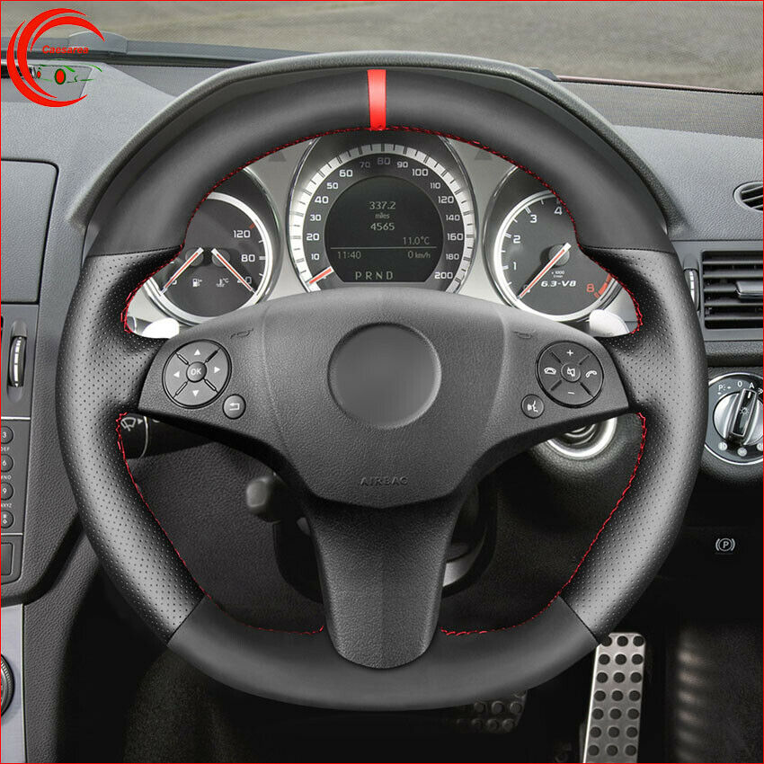 Hand Sew Black Suede Car Steering Wheel Cover for Benz SLR Class SL CLass AMG 63