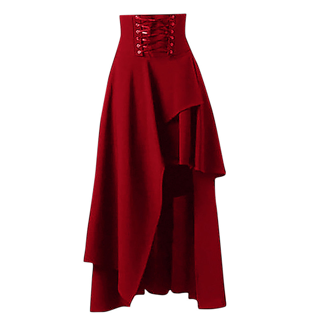 Women Skirt Medieval Retro Solid Gothic Court Lace Ruffled Multilayer Long Sleeve Color Autumn Winter Lolita Punk Skirts 19Oct27 201110
