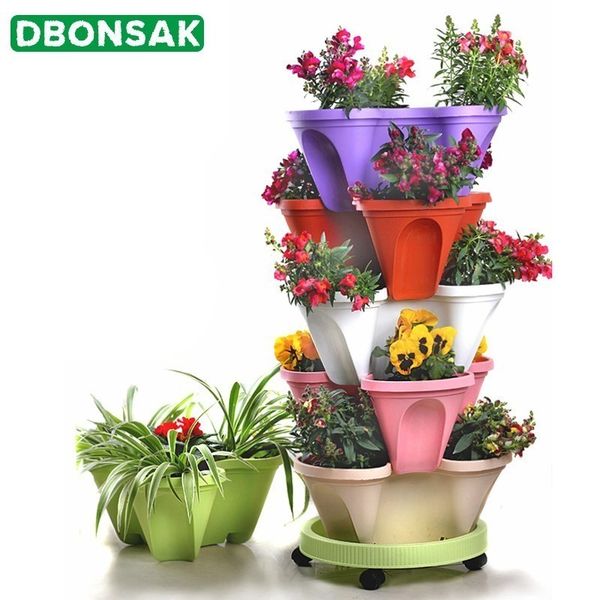 4-layer Stereo Strawberry Planting Flower Pot Vegetable Fruit Planter Balcony Succulent Pots Home Garden Decoration Nursery Pots Y200723