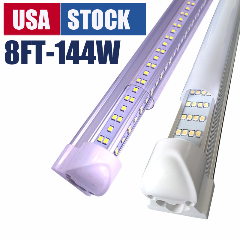 8Ft T8 Led Tube Light 3ft 4ft 5ft 6ft V Shaped Leds Cooler Door Tubes Lighting Freezer Double Row Shop Lights Intagrated Fixture for Garage Warehous