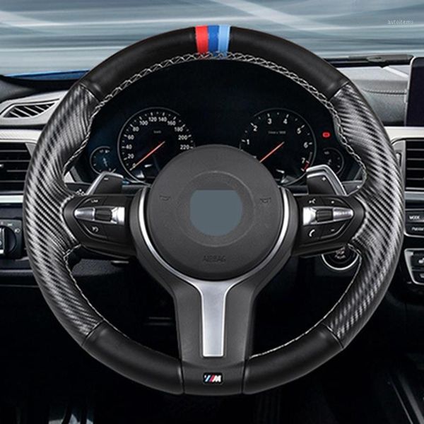 Black Suede Genuine Leather Car Steering Wheel Cover for M Sport F30 F31 F34 X1 F07 F10 F48 F39 F11 X2 F25 X3 F32 F33 F361