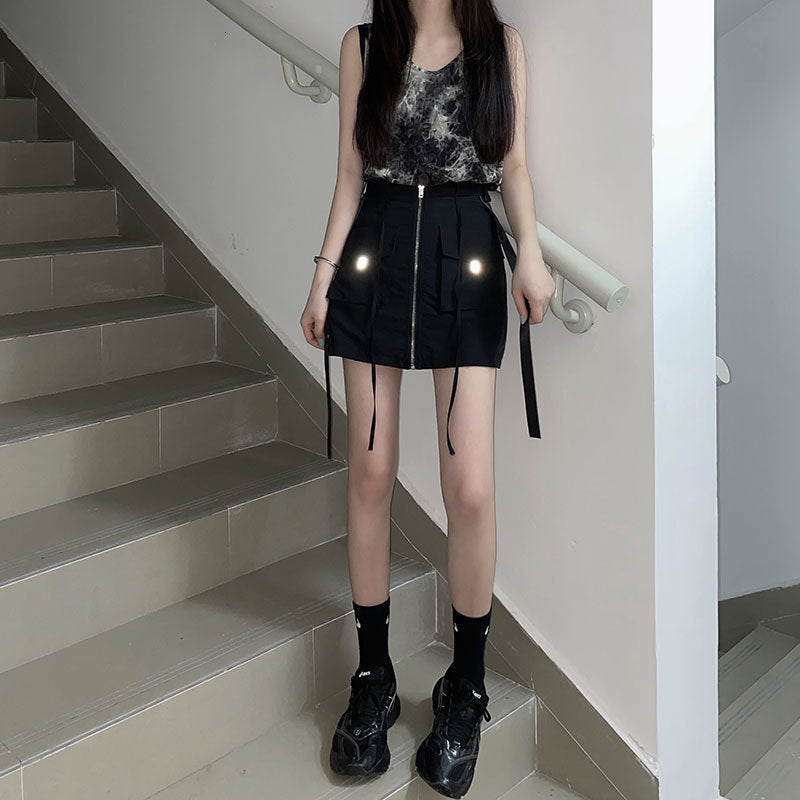 2021 New woman summer skirts Korean style safari waist a short line skirt women&#039;s pocket (x1473 IYYG