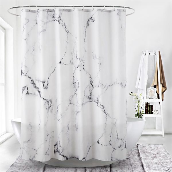 Marbling 3D Printing Shower Curtains Waterproof White Bathroom Curtain Simple Style Bathtub Insulation Bath Products Home Decor 201030
